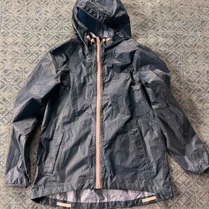 Quechua Kids Navy Raincoat with Pink Accents